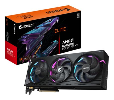 GIGABYTE AORUS Radeon RX 9070 XT ELITE 16G Graphics Card - 16GB GDDR6 256bit PCI-E 5.0 3100 MHz Core Clock 2 x DisplayPort 2 x HDMI GV-R9070XTAORUS E-16GD - Thumbnail 2