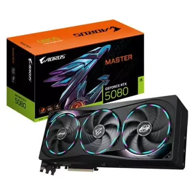 GIGABYTE AORUS GeForce RTX 5080 MASTER 16G Graphics Card - 16GB GDDR7, 256bit, PCI-E 5.0, 2805MHz Core Clock, 3 x DisplayPort, 1 x HDMI, GV-N5080AORUS M-16GD - Thumbnail 3