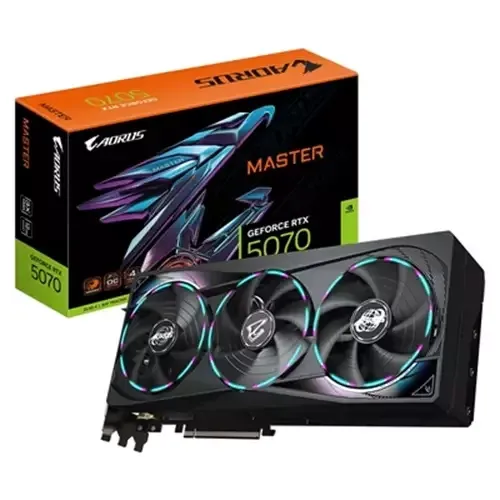 GIGABYTE AORUS GeForce RTX 5070 MASTER 12G Graphics Card - 12GB GDDR7 192bit PCI-E 5.0 2715 MHz Core Clock 3 x DP 2.1a 1 x HDMI 2.1b NVIDIA DLSS 4 GV-N5070AORUS M-12GD - Image 1