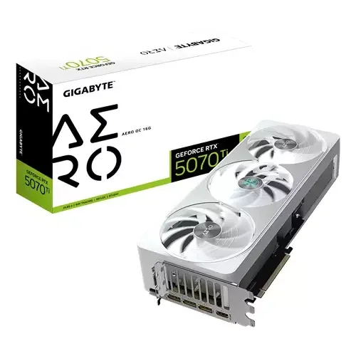 GIGABYTE GeForce RTX 5070 Ti AERO OC 16G Graphics Card - 16GB GDDR7 256bit PCI-E 5.0 2588 MHz Core Clock 3 x DP 2.1a 1 x HDMI 2.1b NVIDIA DLSS 4 GV-N507TAERO OC-16GD - Image 1