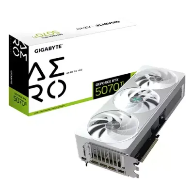 GIGABYTE GeForce RTX 5070 Ti AERO OC 16G Graphics Card - 16GB GDDR7 256bit PCI-E 5.0 2588 MHz Core Clock 3 x DP 2.1a 1 x HDMI 2.1b NVIDIA DLSS 4 GV-N507TAERO OC-16GD