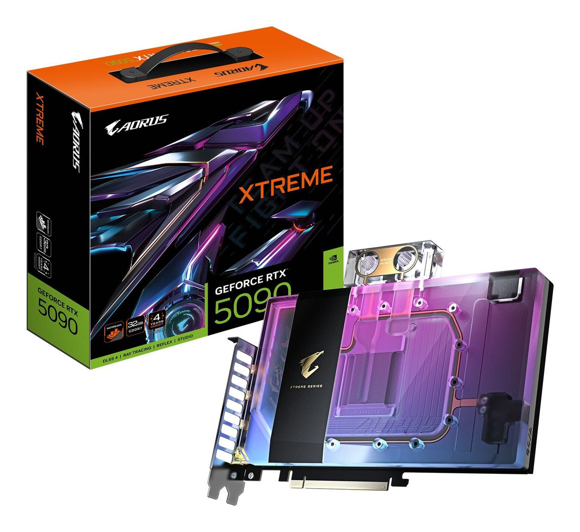 GIGABYTE GeForce RTX 5090 32 GB AORUS XTREME WATERFORCE WB Graphics Card, Black - Image 1