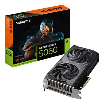 GIGABYTE GeForce RTX 5060 WINDFORCE OC 8G Graphics Card - 8GB GDDR7 128bit PCI-E 5.0 2512 MHz Core Clock 3 x DisplayPort 1 x HDMI GV-N5060WF2OC-8GD