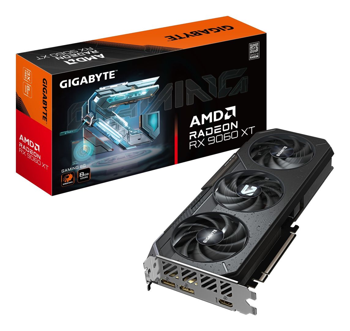 GIGABYTE Radeon RX 9060 XT GAMING 8G Graphics Card - 8GB GDDR6, 128bit, PCI-E 5.0, 3130 MHz Core Clock, 2 x DisplayPort, 1 x HDMI, GV-R9060XTGAMING-8GD - Image 1