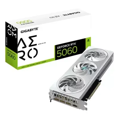 GIGABYTE GeForce RTX 5060 AERO OC 8G Graphics Card - 8GB GDDR7 128bit PCI-E 5.0 2595 MHz Core Clock 3 x DisplayPort 1 x HDMI GV-N5060AERO OC-8GD