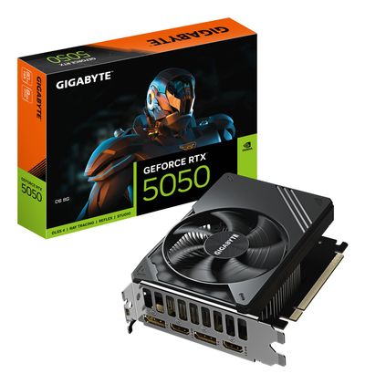 GIGABYTE GeForce RTX 5050 D6 8G Graphics Card - 8GB GDDR6 128bit PCI-E 5.0 2572MHz Core Clock 2 x DP 2 x HDMI NVIDIA DLSS 4 GV-N5050D6-8GD GeForce RTX 5050 8 GB GDDR6 128 bit 7680 x 4320 pixels PCI Express 5.0 - Thumbnail 2