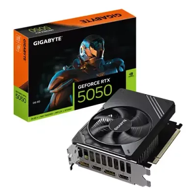 GIGABYTE GeForce RTX 5050 D6 8G Graphics Card - 8GB GDDR6 128bit PCI-E 5.0 2572MHz Core Clock 2 x DP 2 x HDMI NVIDIA DLSS 4 GV-N5050D6-8GD GeForce RTX 5050 8 GB GDDR6 128 bit 7680 x 4320 pixels PCI Express 5.0