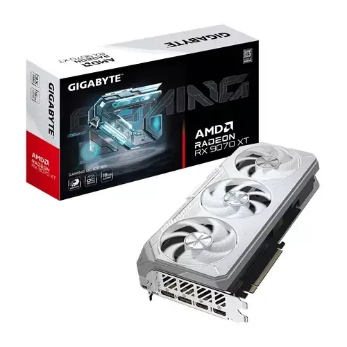 GIGABYTE Radeon RX 9070 XT GAMING OC ICE 16G Graphics Card - 16GB GDDR6 256bit PCI-E 5.0 3060 MHz Core Clock 2 x DisplayPort 2 x HDMI GV-R907XGAMINGOCICE-16GD - Image 1