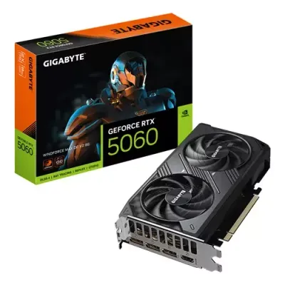 GIGABYTE GeForce RTX 5060 WINDFORCE MAX OC V2 8G Graphics Card - 8GB GDDR7 128bit PCI-E 5.0 2512MHz Core Clock 3 x DP 1 x HDMI NVIDIA DLSS 4 GV-N5060WF2MAX OCV2-8GD