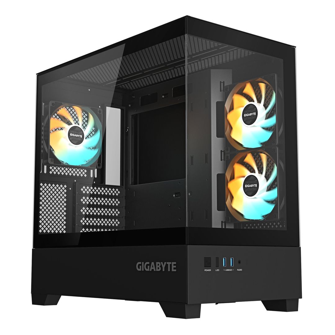 GIGABYTE C201 PANORAMIC PC Case - Mid Tower, m-ATX, 360mm radiator support, 3 Pre-installed Fans, USB 3.0, Support RGB Fusion - Image 1