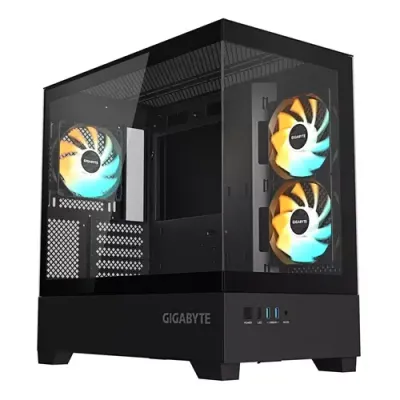 GIGABYTE C201 PANORAMIC PC Case - Mid Tower, m-ATX, 360mm radiator support, 3 Pre-installed Fans, USB 3.0, Support RGB Fusion - Thumbnail 2