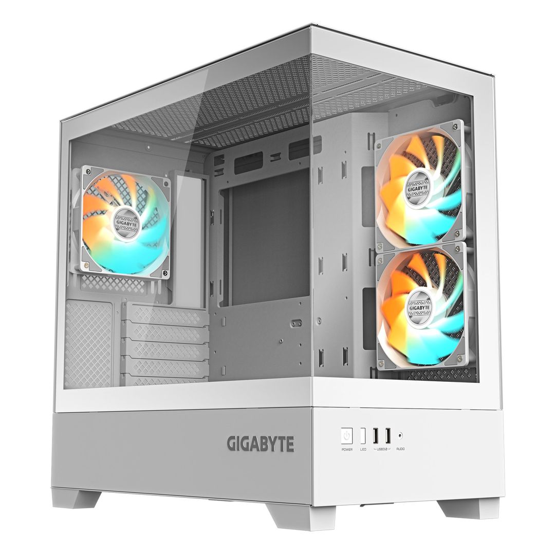 GIGABYTE C201 PANORAMIC ICE PC Case - Mid Tower, m-ATX, 360mm radiator support, 3 Pre-installed Fans, USB 3.0, Support RGB Fusion - Image 1