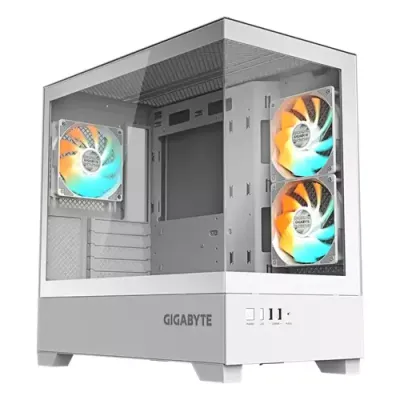 GIGABYTE C201 PANORAMIC ICE PC Case - Mid Tower, m-ATX, 360mm radiator support, 3 Pre-installed Fans, USB 3.0, Support RGB Fusion - Thumbnail 3