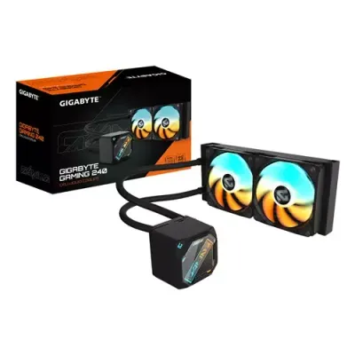 GIGABYTE GAMING 240 Liquid CPU Cooler- 2x120mm ARGB Fans slide-in interlocking mechanism DAISY-CHAIN Intel LGA 1851 and AMD AM5 Compatible