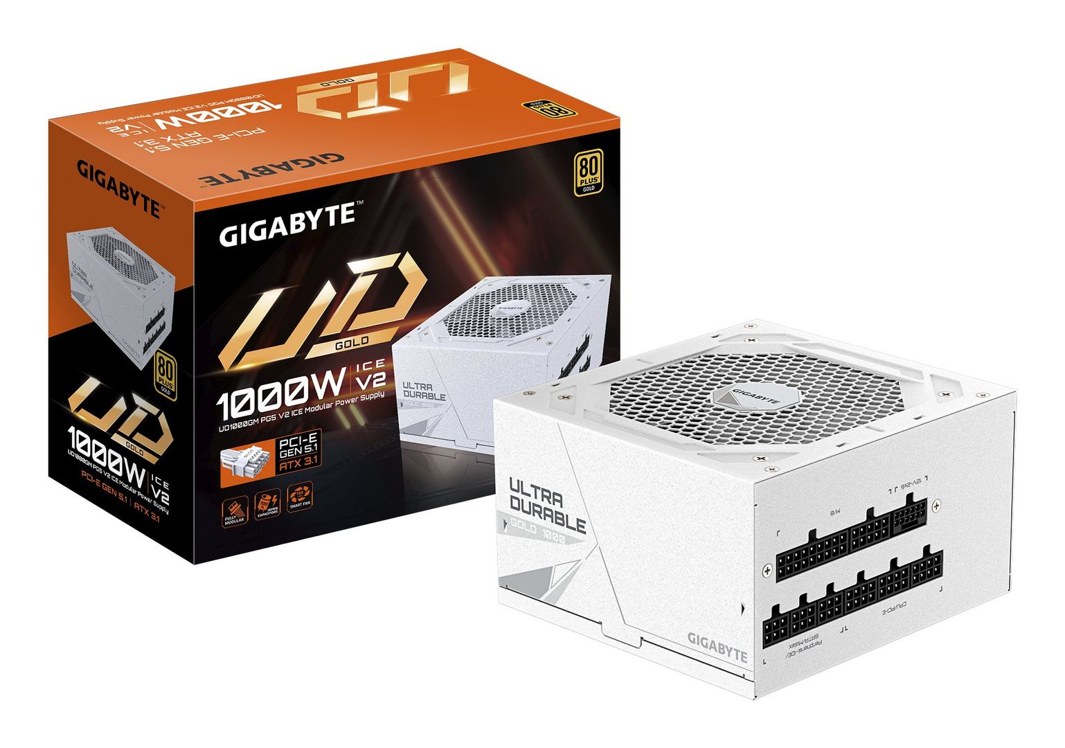 GIGABYTE UD1000GM PG5 V2 ICE Power Supply Unit- PCIe Gen 5.1. 80 PLUS - Image 1