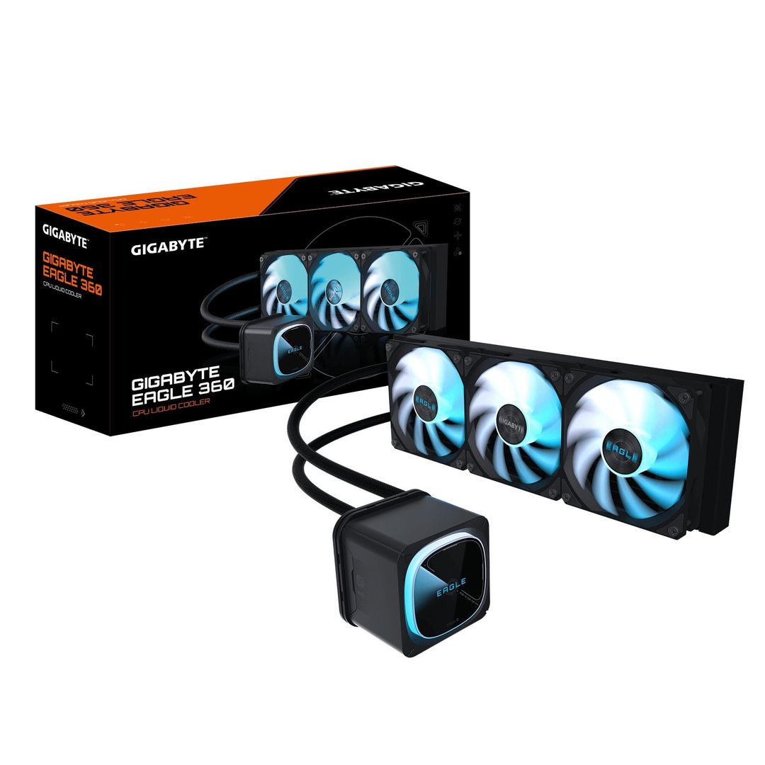 GIGABYTE EAGLE 360 Liquid CPU Cooler - 3x120mm ARGB Fans full-color LCD DAISY-CHAIN Intel LGA 1851 and AMD AM5 Compatible - Image 1