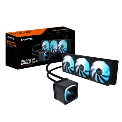 GIGABYTE EAGLE 360 Liquid CPU Cooler - 3x120mm ARGB Fans full-color LCD DAISY-CHAIN Intel LGA 1851 and AMD AM5 Compatible
