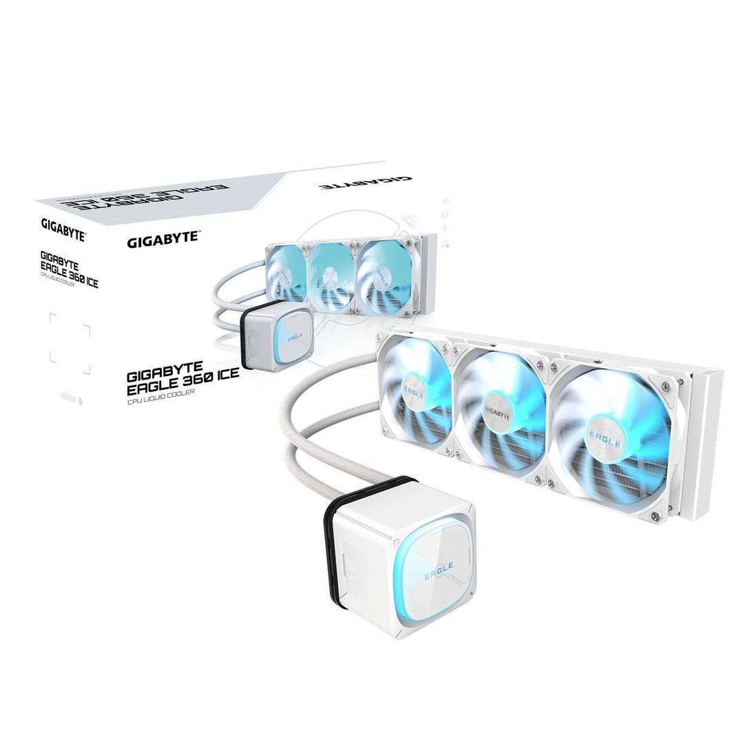 GIGABYTE EAGLE 360 ICE Liquid CPU Cooler - 3x120mm ARGB Fans full-color LCD DAISY-CHAIN Intel LGA 1851 and AMD AM5 Compatible - Image 1