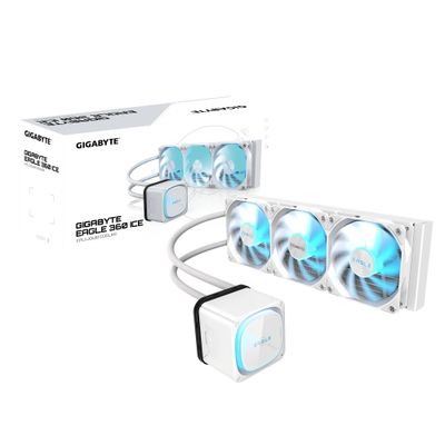 GIGABYTE EAGLE 360 ICE Liquid CPU Cooler - 3x120mm ARGB Fans full-color LCD DAISY-CHAIN Intel LGA 1851 and AMD AM5 Compatible