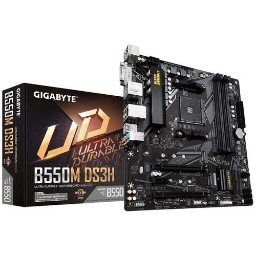 GIGABYTE B550M DS3H Motherboard - AMD Ryzen 5000 CPUs, 5+3 Phases VRM, up to 4733MHz DDR4, 1xPCIe 4.0 + 1xPCIe 3.0 M.2, 1GbE LAN, USB 3.2 Gen 1 - Image 1