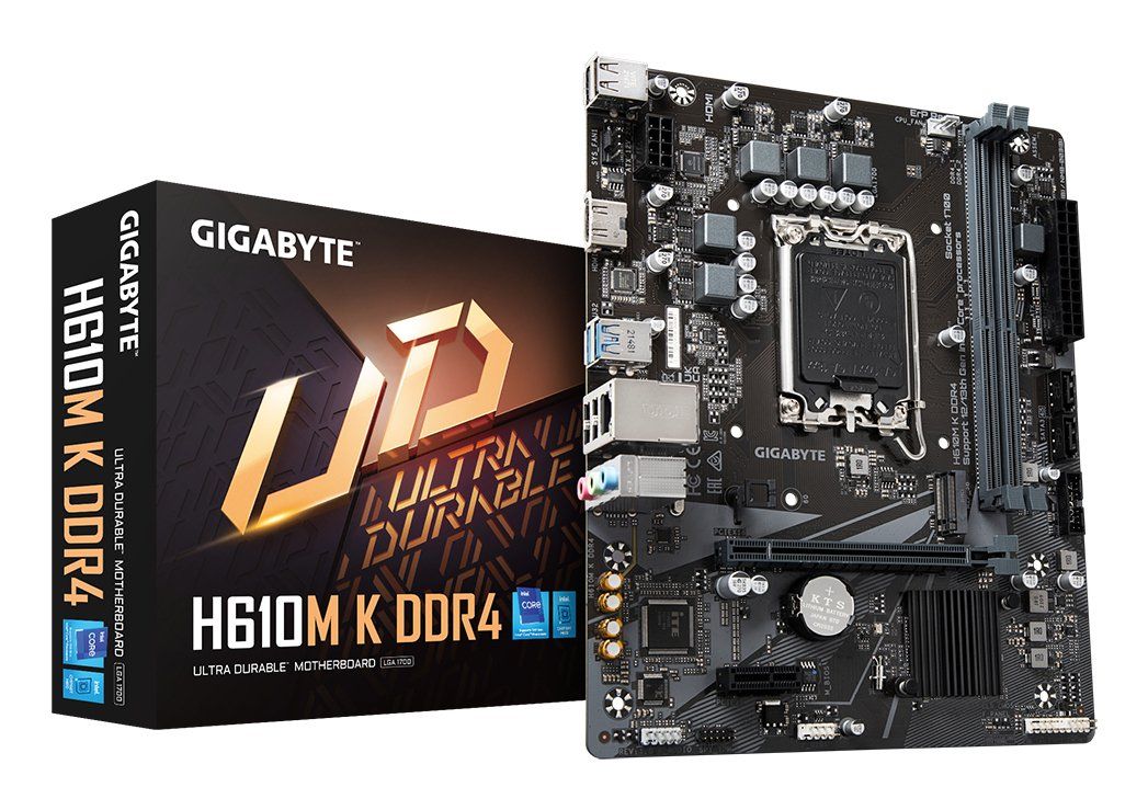 GIGABYTE H610M K DDR4 Motherboard - Supports Intel Core 14th Gen CPUs, 3+1+1 Phases Hybrid Power Design, up to 3200MHz DDR4, 1xPCIe 3.0 M.2, GbE LAN, USB 3.2 Gen 1 - Image 1