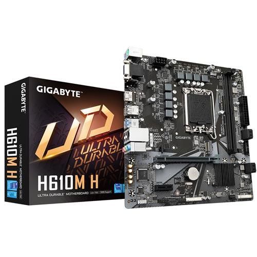 GIGABYTE H610M H Motherboard - Supports Intel Core 14th CPUs, 6+1+1 Hybrid Digital VRM, up to 5600MHz DDR4 (OC), 1xPCIe 3.0 M.2, GbE LAN, USB 3.2 Gen 1 - Image 1