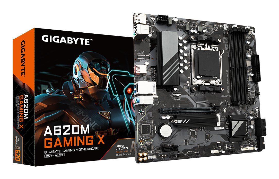 GIGABYTE A620M GAMING X Motherboard - Supports AMD Ryzen 8000 CPUs, 8+2+1 Phases Digital VRM, up to 8000MHz DDR5 (OC), 1xPCIe 4.0 M.2, GbE LAN, USB 3.2 Gen 2 - Image 1