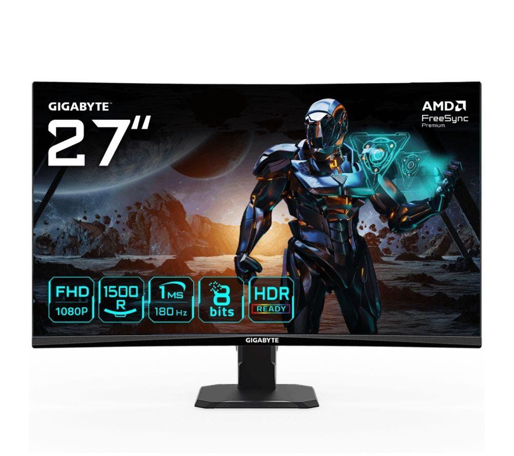GIGABYTE GS27FC 27" FHD Curved Gaming Monitor - 1920 x 1080, 180Hz, 1, 250 cd/m², FreeSync Premium, HDR Ready, HDMI 2.0, Displayport 1.4 - Image 1