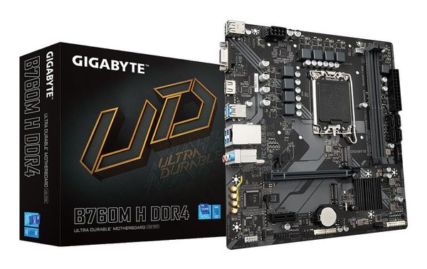 GIGABYTE B760M H DDR4 Motherboard - Supports Intel Core 14th Gen CPUs.
