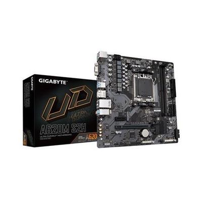 GIGABYTE A620M S2H Motherboard - Supports AMD Ryzen 8000 CPUs, 5+2+2 Phases Digital VRM, up to 7200MHz DDR5 (OC), 1xPCIe 4.0 M.2, GbE LAN, USB 3.2 Gen 1