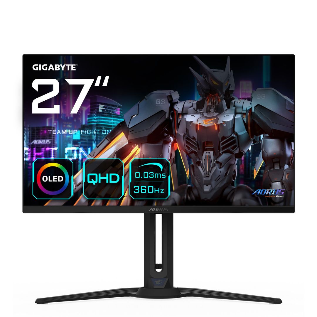 GIGABYTE AORUS FO27Q3 27” OLED Gaming Monitor - 2560 x 1440(QHD), 360Hz, 0.03ms, KVM, 250 cd/m2, FreeSync Premium Pro, DisplayHDR True Black 400, HDMI 2.1 - Image 1