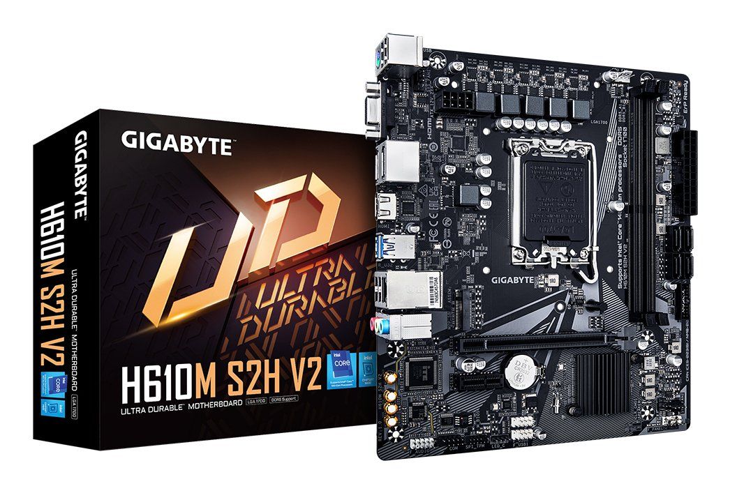 GIGABYTE H610M S2H V2 Motherboard - Supports Intel Core 14th CPUs, 4+1+1 Hybrid Phases Digital VRM, up to 5600MHz DDR5, 1xPCIe 3.0 M.2, GbE LAN, USB 3.2 Gen 1 - Image 1