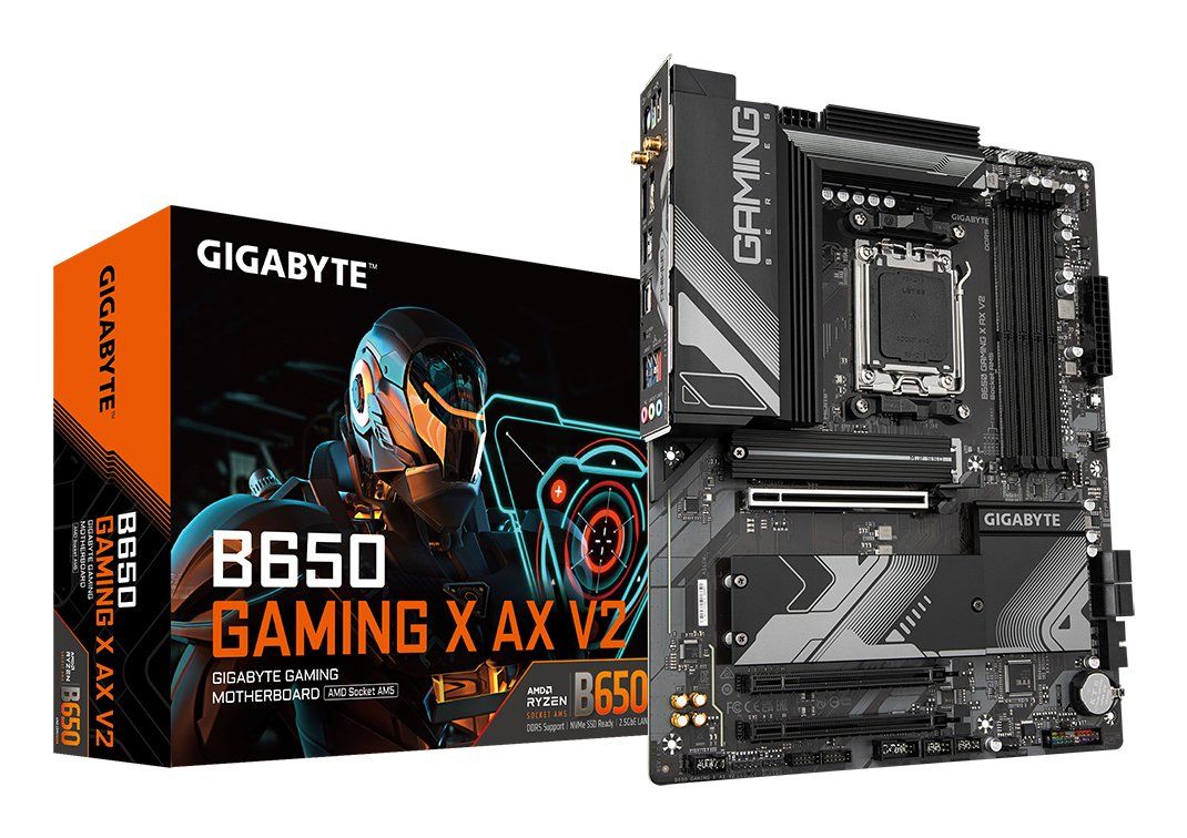 GIGABYTE B650 GAMING X AX V2 Motherboard - AMD Ryzen 9000 Series CPUs, 8+2+2 Phases VRM, up to 8000MHz DDR5 (OC), 1xPCIe 5.0 + 2xPCIe 4.0 M.2, 2.5GbE LAN, WIFI 6E, USB 3.2 Gen 2 - Image 1