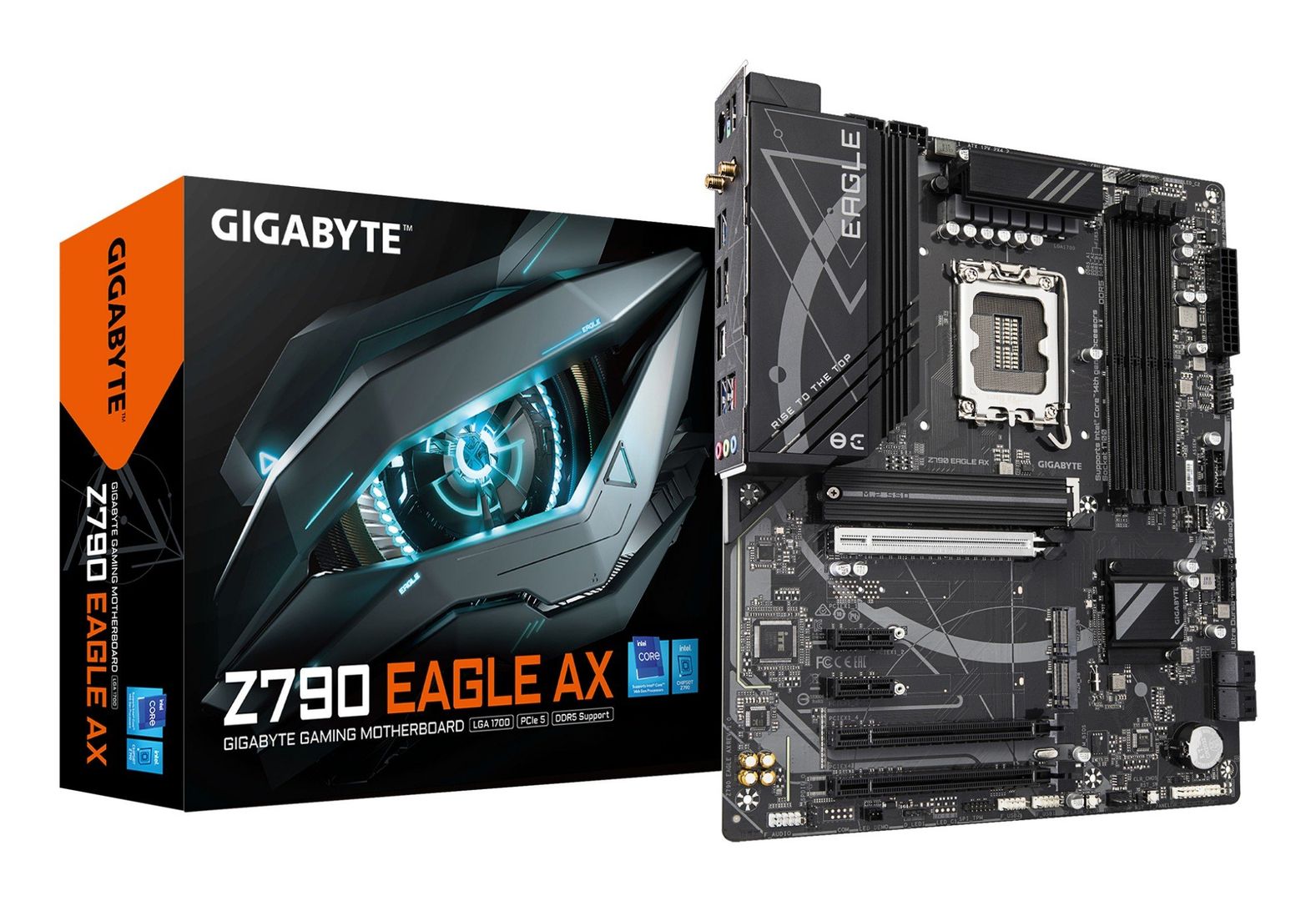 GIGABYTE Z790 EAGLE AX Motherboard - Supports Intel Core 14th Gen CPUs, 12+1+1Phases Digital VRM, up to 7600MHz DDR5 (OC), 3xPCIe 4.0 M.2, Wi-Fi 6E, 2.5GbE LAN, USB 3.2 Gen 2 - Image 1