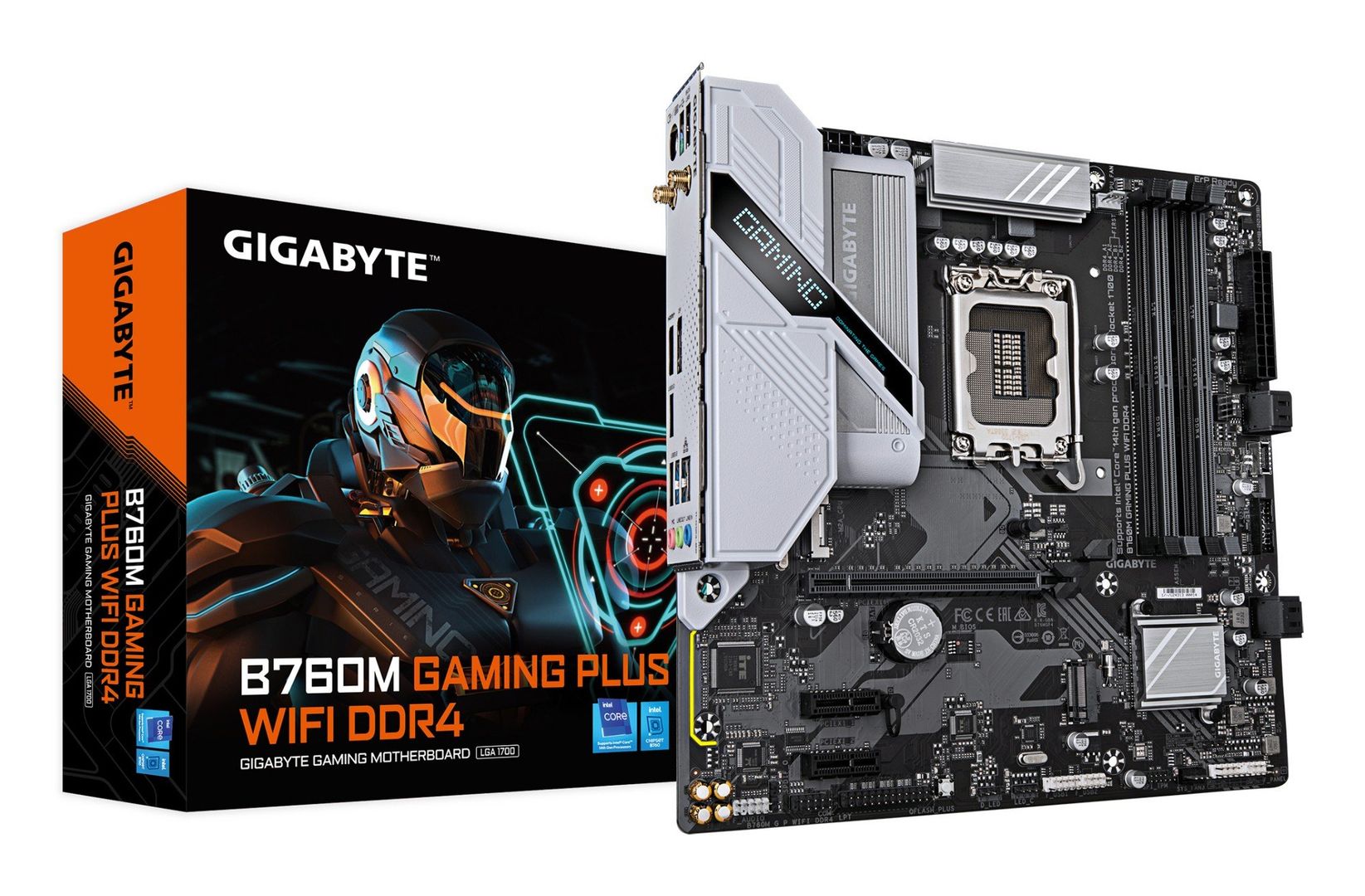 GIGABYTE B760M GAMING PLUS WIFI DDR4 Motherboard - Supports 14th Gen. Intel Core CPUs, 4+1+1 phases VRM, up to 5333MHz DDR4 (OC), 2xPCIe 4.0 M.2, Wi-Fi 6, 1 GbE LAN, USB 3.2 Gen 1 - Image 1