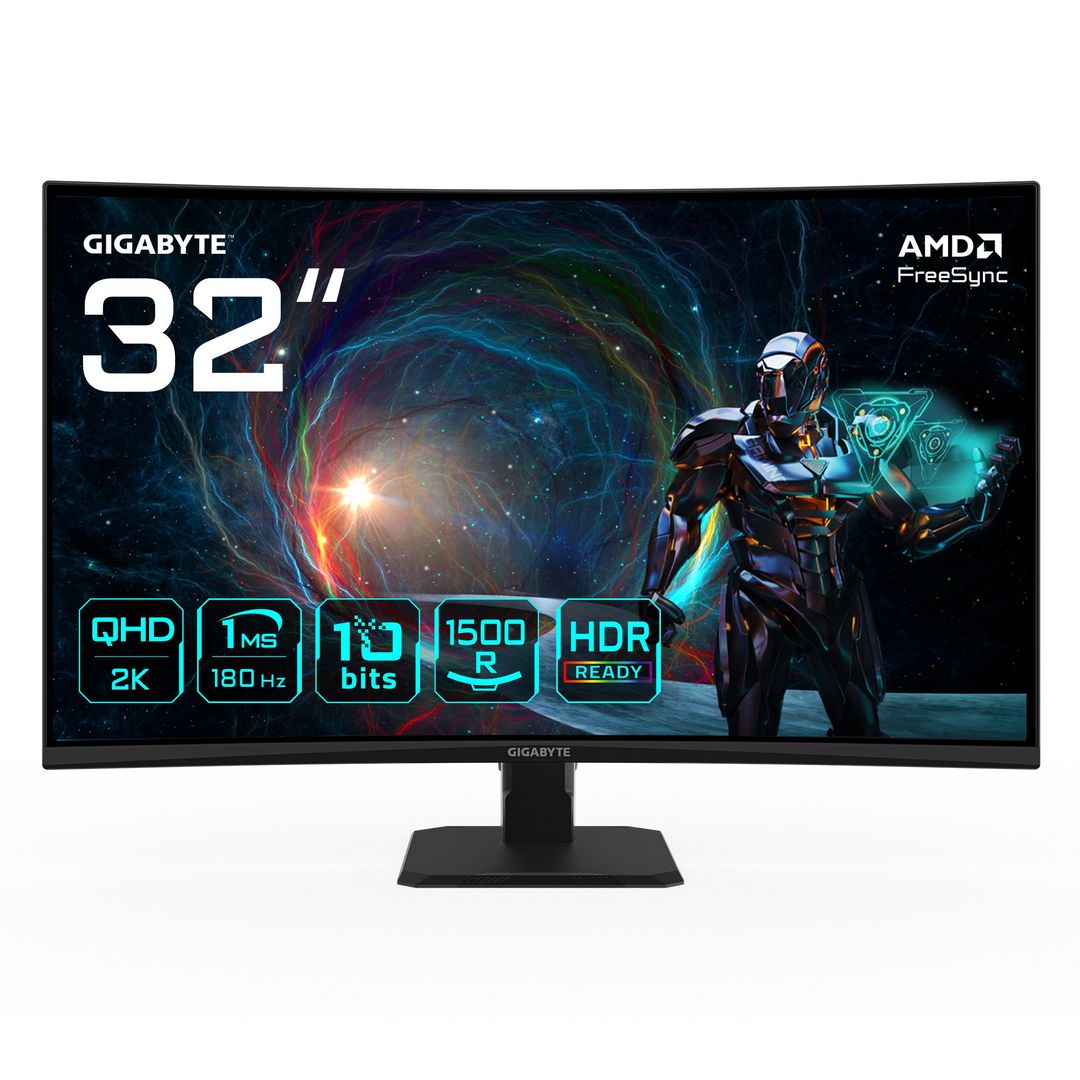 GIGABYTE GS32QCA Quad HD 31.5" Curved VA LCD Gaming Monitor - Black, Black - Image 1