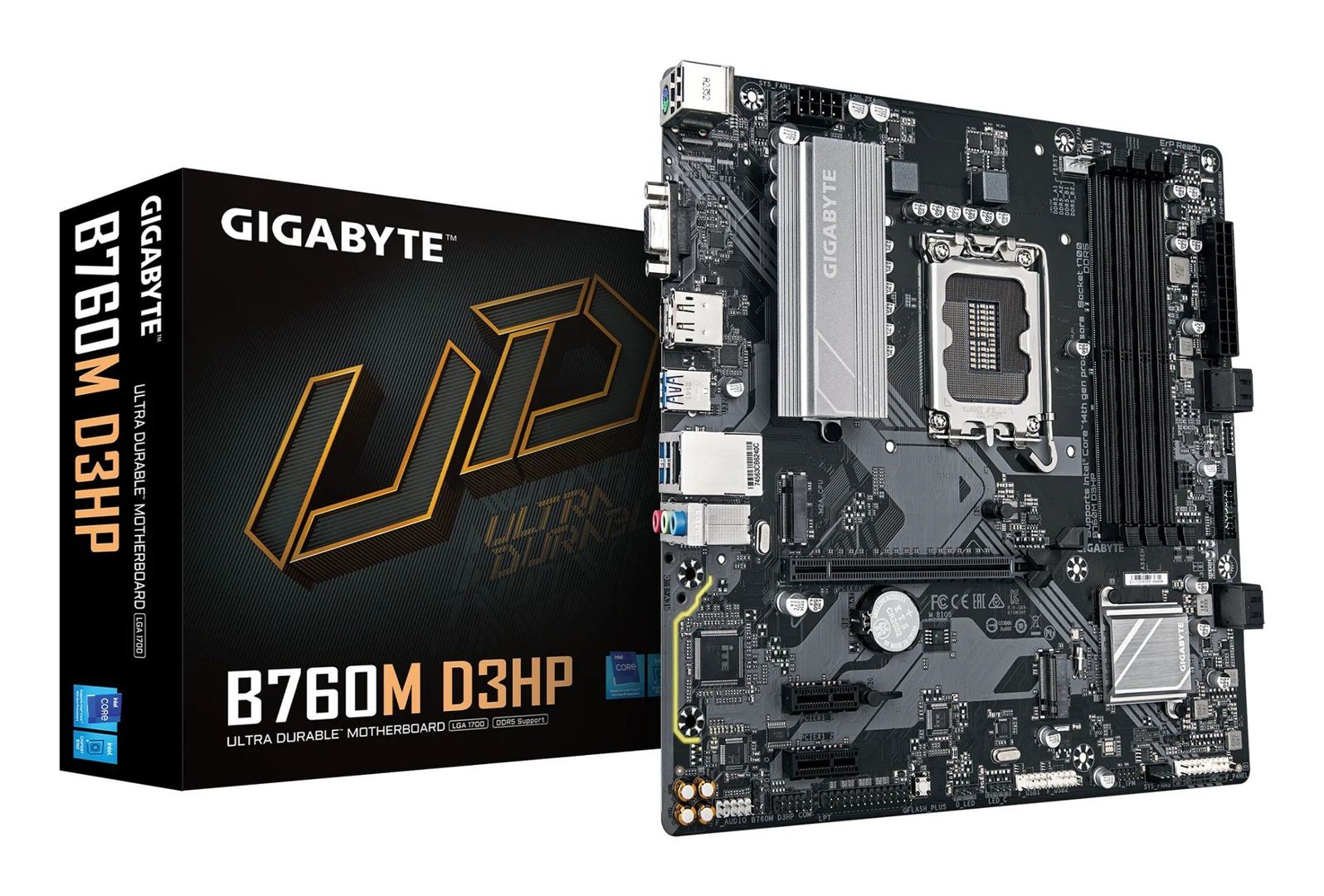 GIGABYTE B760M D3HP Motherboard - Intel Core 14th Gen CPUs, 4+1+1 Phases VRM, up to 5600MHz DDR5, 2xPCIe 4.0 M.2, GbE LAN, USB 3.2 Gen 1 - Image 1