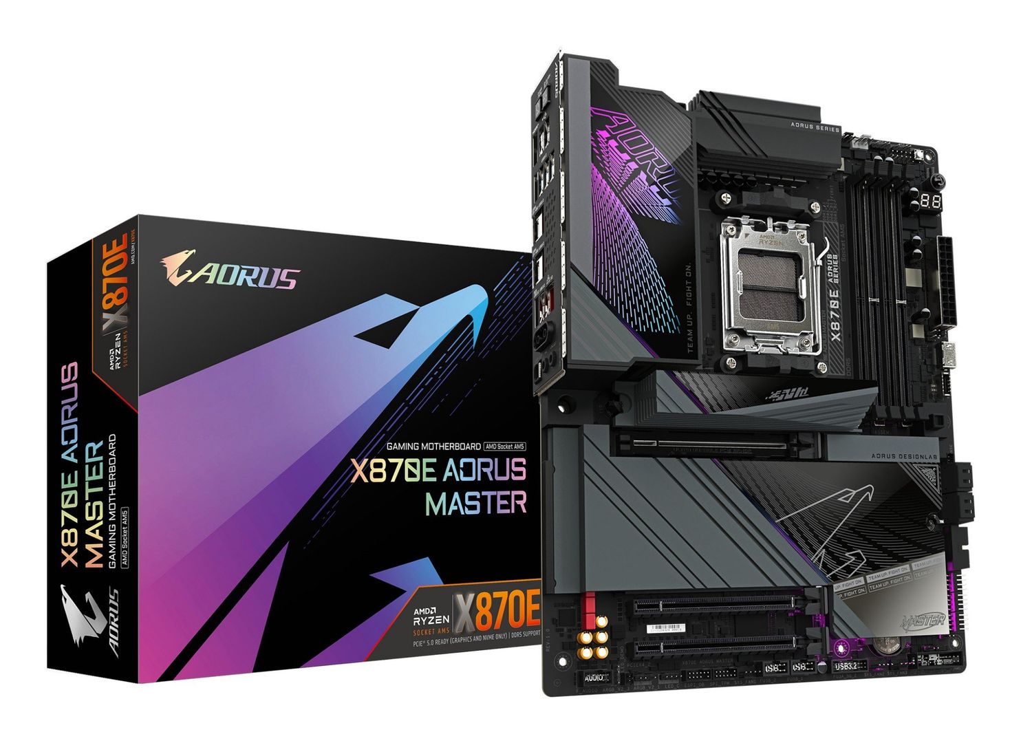 GIGABYTE X870E AORUS MASTER Motherboard - Supports AMD Ryzen 9000 CPUs, 16+2+2 Phases Digital VRM, up to 8600MHz DDR5 (OC), 3xPCIe 5.0 + 1xPCIe 4.0, Wi-Fi 7, 5GbE LAN, USB 4 - Image 1