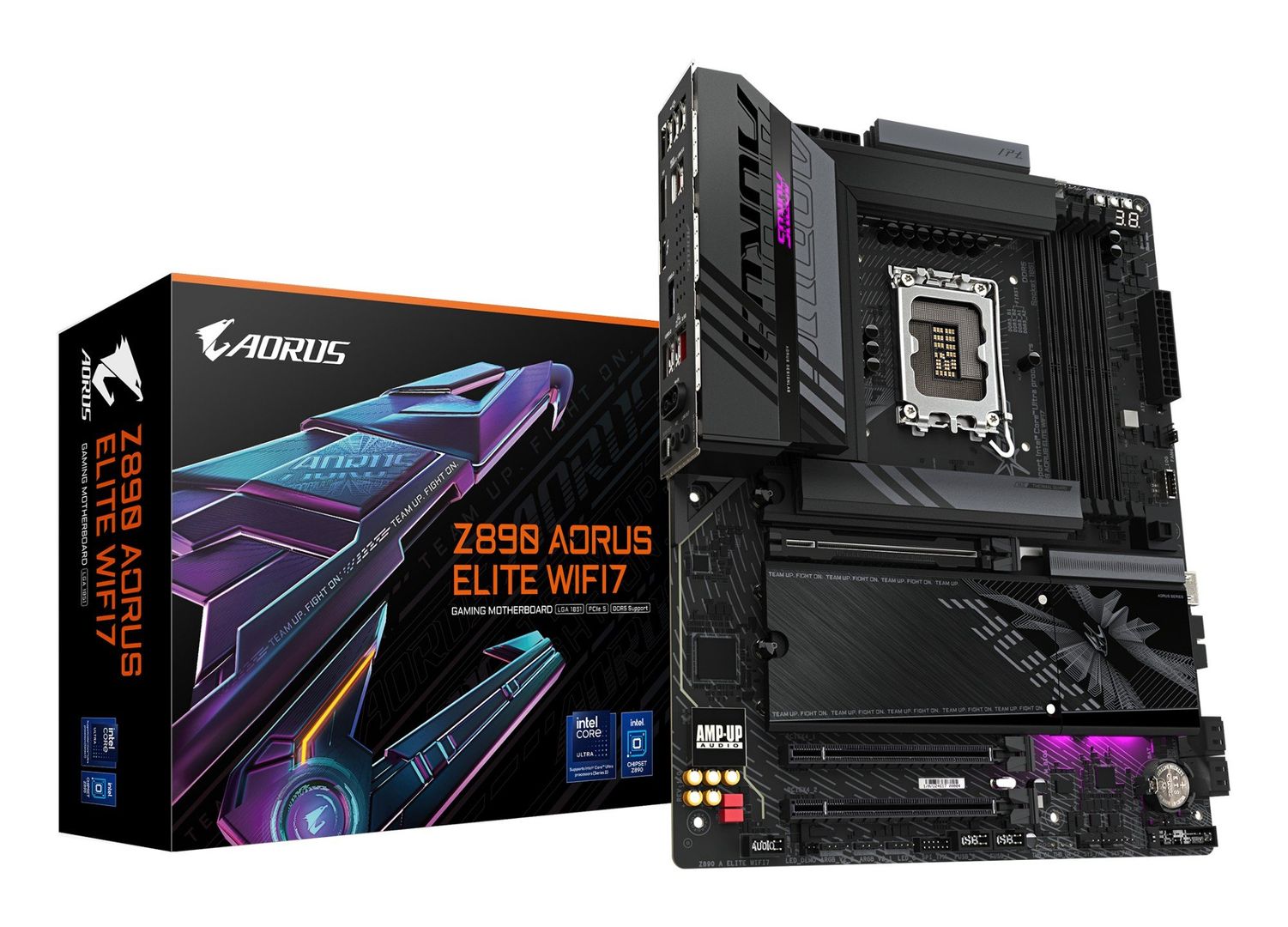 GIGABYTE Z890 AORUS ELITE WIFI7 Motherboard - Supports Intel Core Ultra (Series 2) CPUs, 16+1+2 phases VRM, up to 8800MHz DDR5 (OC), 1xPCIe 5.0 + 3xPCIe 4.0, Wi-Fi 7, 2.5GbE LAN, Thunderbolt 4 - Image 1