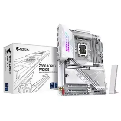 GIGABYTE Z890 AORUS PRO ICE Motherboard - Supports Intel Core Ultra (Series 2) CPUs, 16+1+2 phases VRM, up to 9500MHz DDR5 (OC), 1xPCIe 5.0 + 4xPCIe 4.0, Wi-Fi 7, 5GbE LAN, Thunderbolt 4 - Thumbnail 2