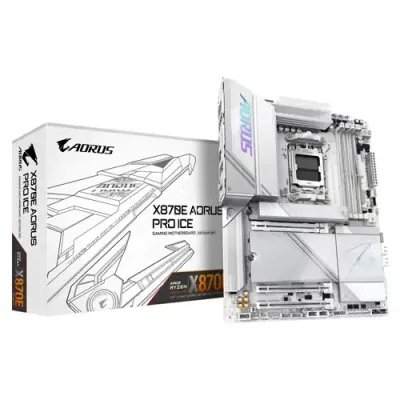 GIGABYTE X870E AORUS PRO ICE Motherboard - Supports AMD Ryzen 9000 CPUs, 16+2+2 Phases Digital VRM, up to 8000MHz DDR5 (OC), 3xPCIe 5.0 + 1xPCIe 4.0, Wi-Fi 7, 2.5GbE LAN, USB 4 - Thumbnail 2