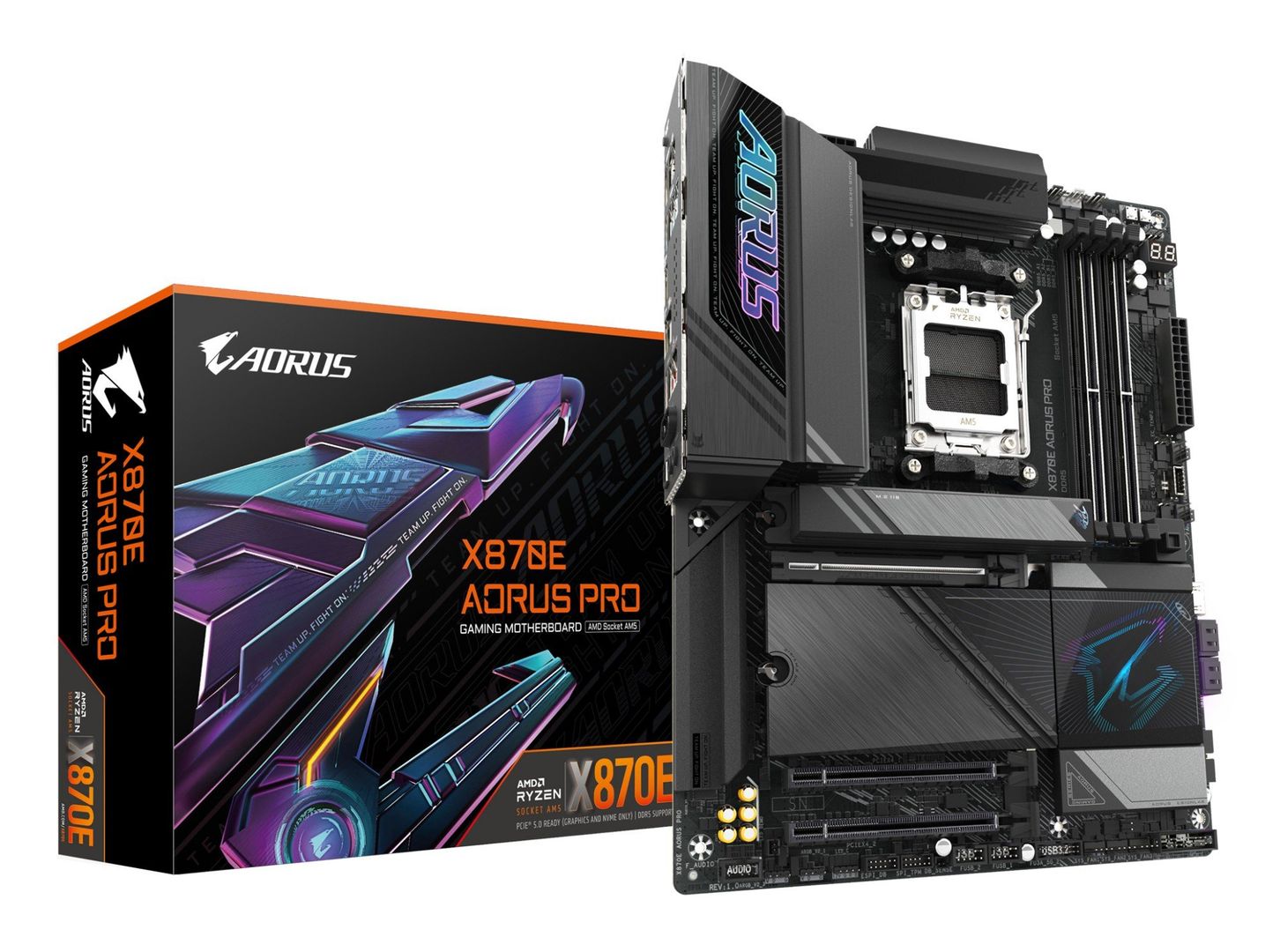 GIGABYTE X870E AORUS PRO Motherboard - Supports AMD Ryzen 9000 CPUs, 16+2+2 Phases Digital VRM, up to 8000MHz DDR5 (OC), 3xPCIe 5.0 + 1xPCIe 4.0,Wi-Fi 7, 2.5GbE LAN, USB 4 - Image 1