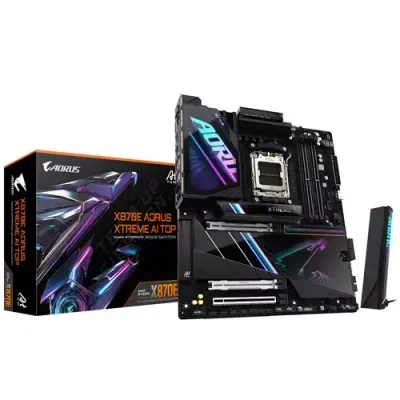 GIGABYTE X870E AORUS XTREME AI TOP Motherboard - Supports AMD Ryzen 9000 Series CPUs, 18+2+2 phases VRM, up to 8800MHz DDR5 (OC), 1xPCIe 5.0 M.2 + 3xPCIe 4.0 M.2, WI-FI 7, 10GbE LAN, USB 4 - Thumbnail 3