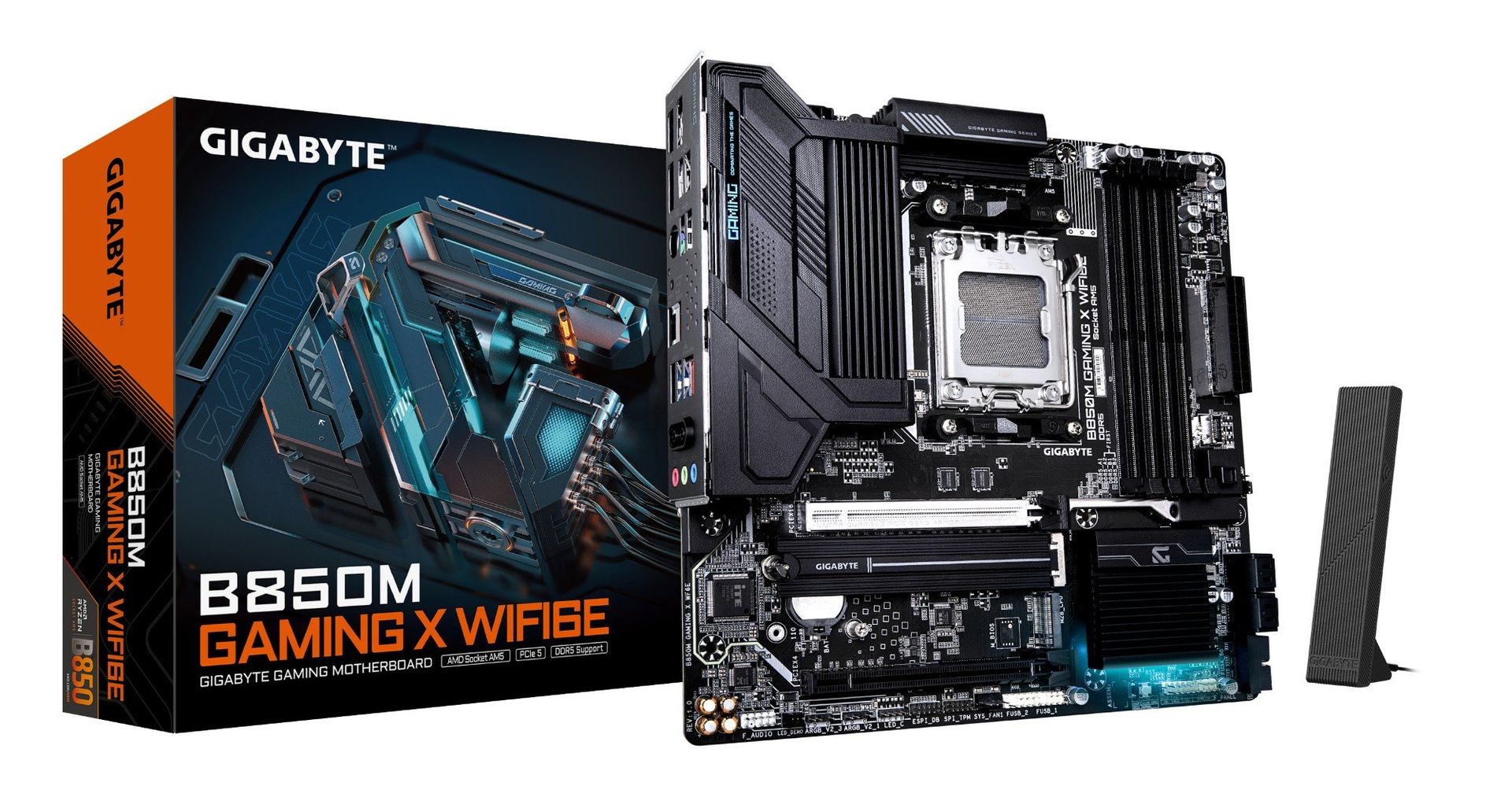 GIGABYTE B850M GAMING X WIFI6E Motherboard - AMD Ryzen 9000 Series CPUs, 10+2+2 Phases Digital VRM, up to 8200MHz DDR5 (OC), 1xPCIe 5.0 + 1xPCIe 4.0 M.2, 2.5LAN, WIFI 6E, USB 3.2 Gen 2 - Image 1
