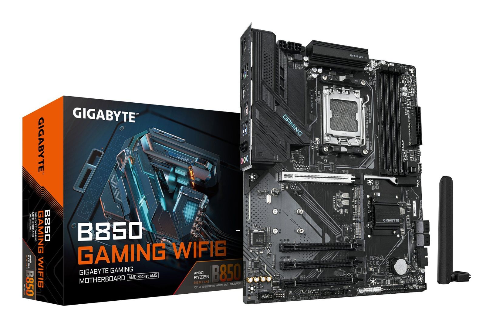 GIGABYTE B850 GAMING WIFI6 Motherboard - AMD Ryzen 9000 Series CPUs, 6+2+2 Phasen Digital VRM, up to 8200MHz DDR5 (OC), 1xPCIe 5.0 + 2xPCIe 4.0 M.2, GbE LAN, WIFI 6, USB 3.2 Gen 2 - Image 1