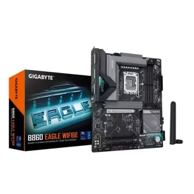 GIGABYTE B860 EAGLE WIFI6E Motherboard - Intel Core Ultra Series CPUs, 12+1+2+1 Phases VRM, up to 9066MHz DDR5, 1xPCIe 5.0 + 2xPCIe 4.0 M.2, 2.5GbE LAN, WIFI 6E, USB 3.2 Gen 2x2 - Thumbnail 2