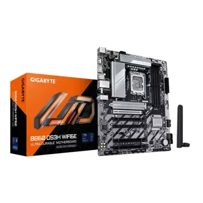 GIGABYTE B860 DS3H WIFI6E Motherboard - Intel Core Ultra Series CPUs, 8+1+2+2 Phases VRM, up to 9066MHz DDR5, 1xPCIe 5.0 + 1xPCIe 4.0 M.2, 2.5GbE LAN, WIFI 6E, USB 3.2 Gen 2x2 - Thumbnail 3