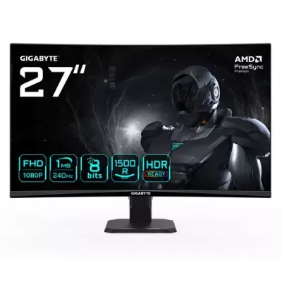 GIGABYTE GS27FC2 27" FHD Curved Gaming Monitor - 1920 x 1080, 240Hz, 1, 350 cd/m², HDR Ready, HDMI 2.0, Displayport 1.4 - Thumbnail 2