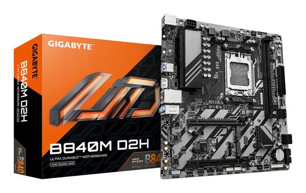 GIGABYTE B840M D2H Motherboard - AMD Ryzen 9000 CPUs. 5+2+2 Phases VRM