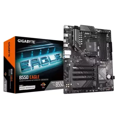 GIGABYTE B550 EAGLE Motherboard - AMD Ryzen 5000 G-Series CPUs, 10+3+1 Phases VRM, up to 3200MHz DDR4, 1xPCIe 4.0 + 1xPCIe 3.0 M.2, 1GbE LAN, USB 3.2 Gen 2 - Thumbnail 2